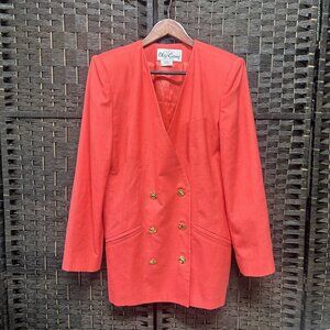 Vintage Oleg Cassini Oversized Peach w/ Gold Buttons Blazer Size 10